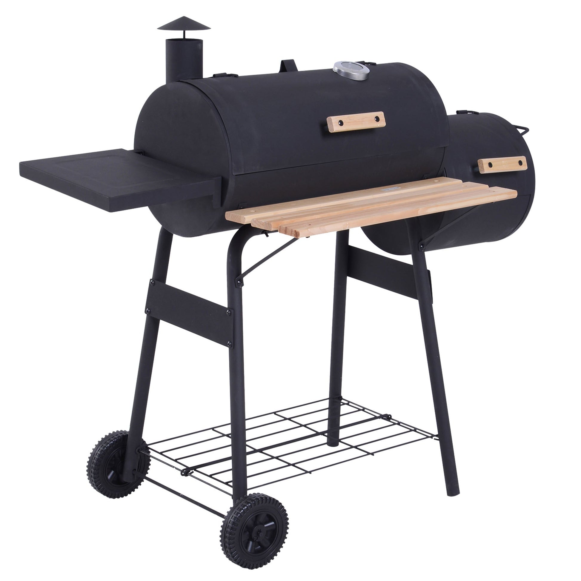 Outsunny 48in steel portable charcoal grill with offset smoker, black on Tampa Home & Garden Store