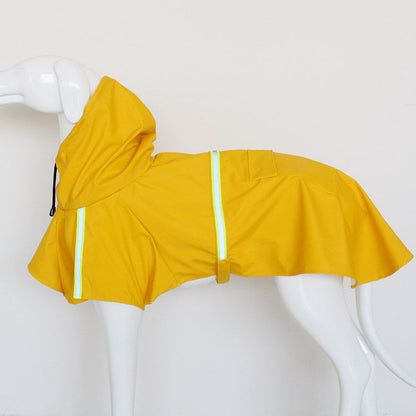 Waterproof Reflective Dog Raincoat by Pet Zen, yellow with hood and reflective stripes on Tampa Home & Garden Store