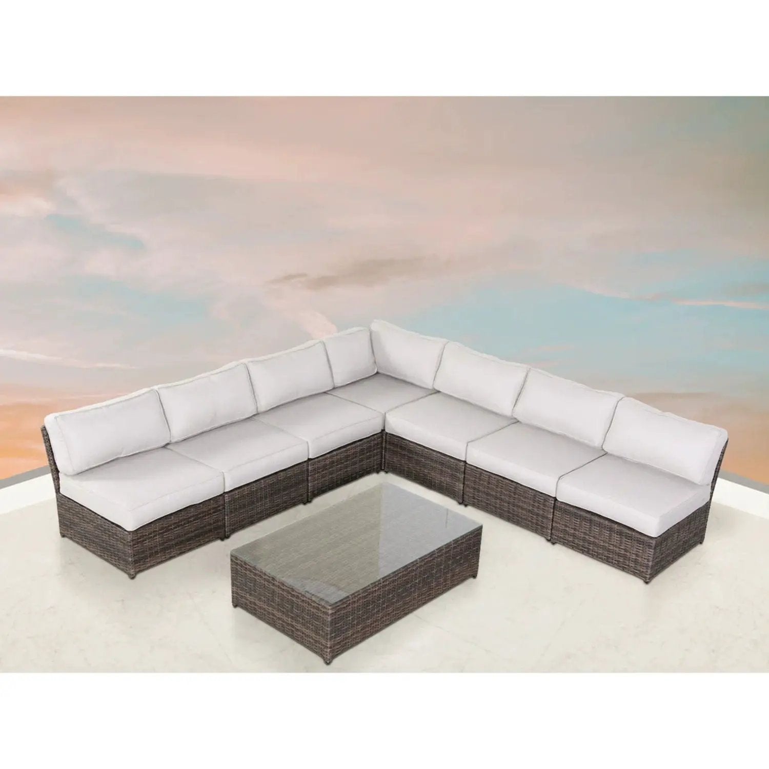 Comfortable modern patio 2-piece sectional set with cushions by Unique Piece Furniture on Tampa Home & Garden Store