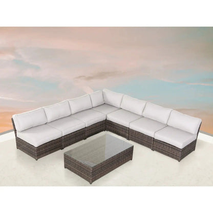 Comfortable modern patio 2-piece sectional set with cushions by Unique Piece Furniture on Tampa Home & Garden Store