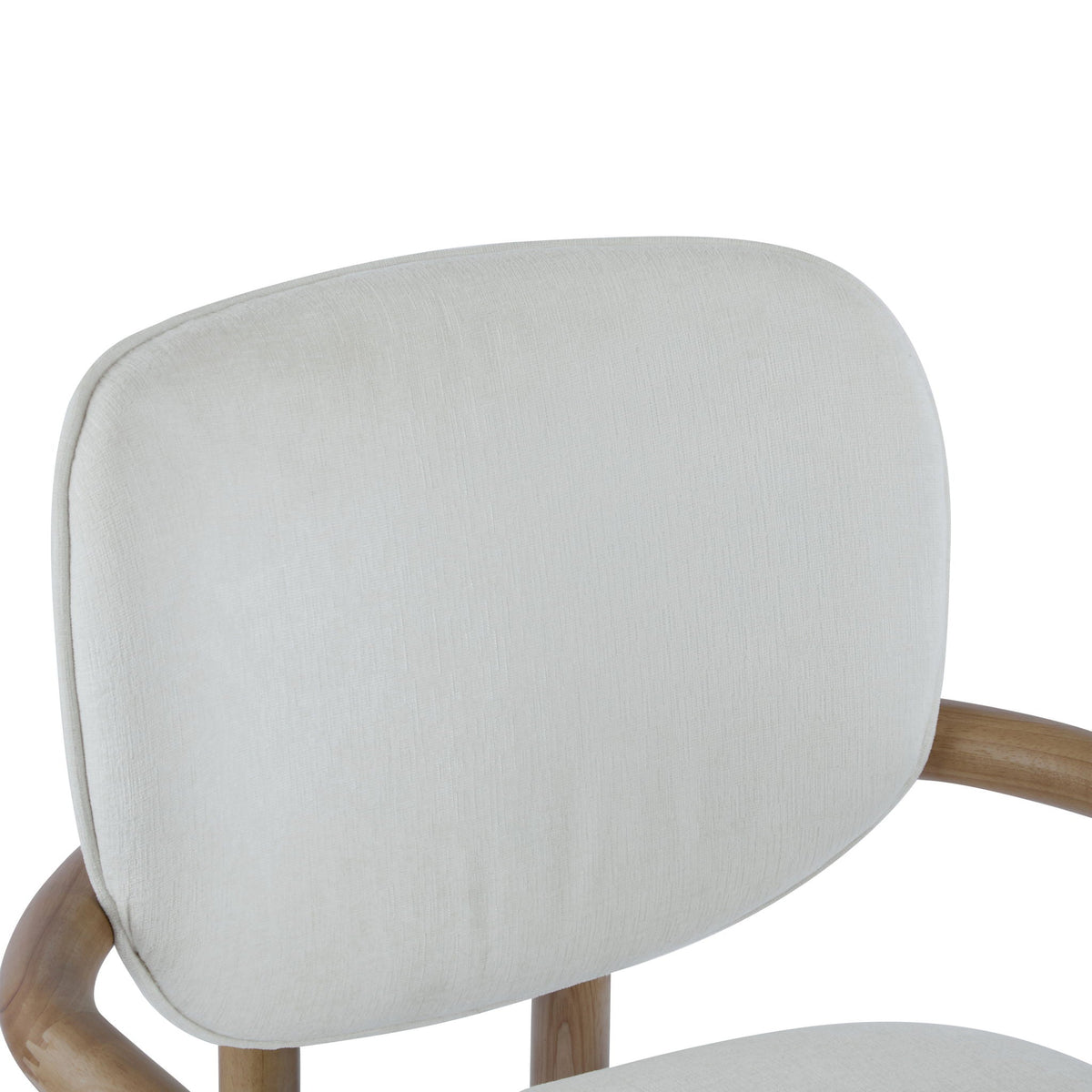Upholstered Arm Dining Chairs (Set of 2) in light beige fabric with natural wooden legs on Tampa Home & Garden Store