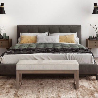 Milltown Upholstered Ottoman Bench With Driftwood