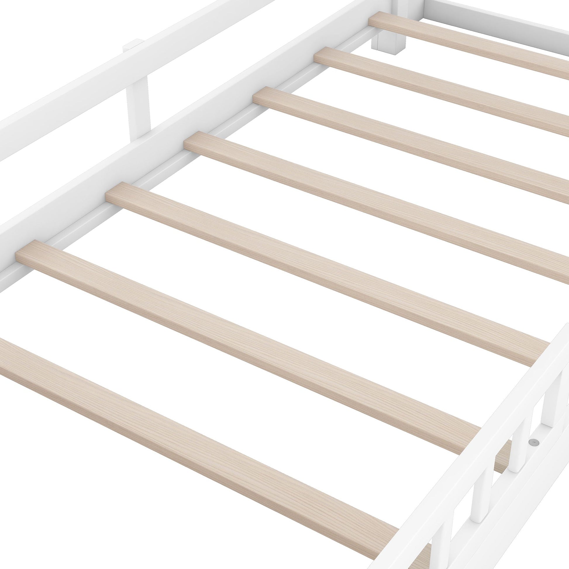 Wood platform bed frame white finish with natural wood slats HouseOfZazla on Tampa Home & Garden Store