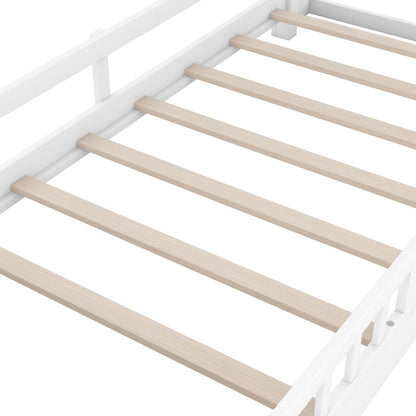 Wood platform bed frame white finish with natural wood slats HouseOfZazla on Tampa Home & Garden Store
