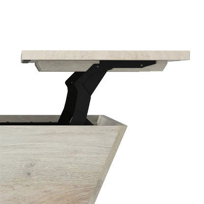 Abba Handcrafted Coffee Table with light stone top and black lift mechanism on Tampa Home & Garden Store