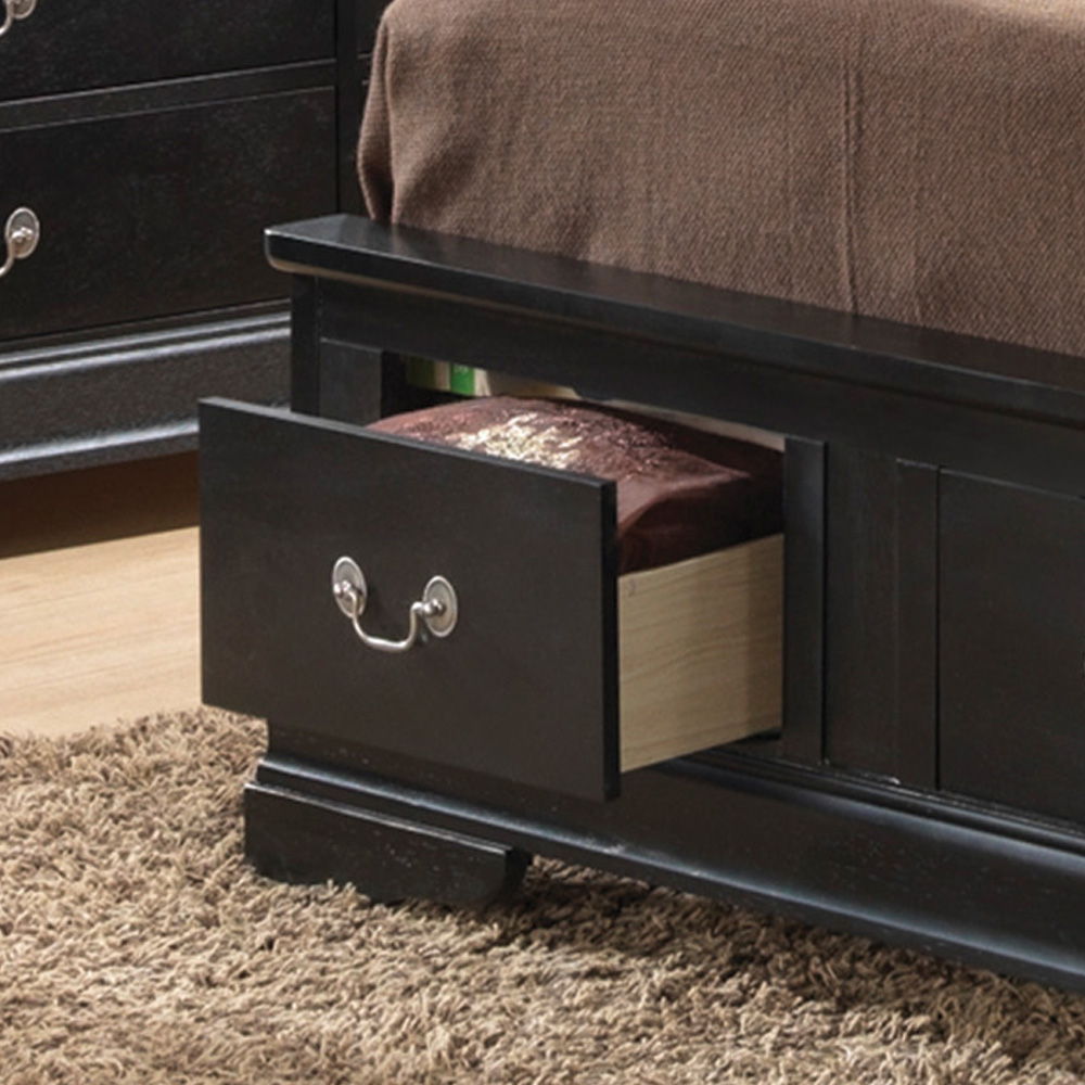 Upholstered Panel Sleigh Bed Design, black storage bed with pullout drawer HouseOfZazla on Tampa Home & Garden Store