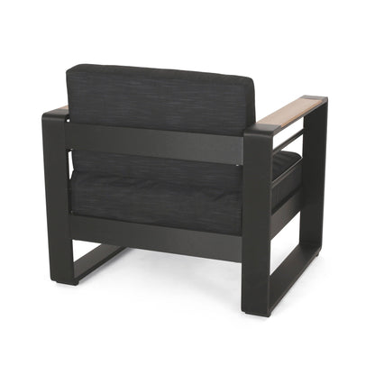 Giovanna Club Chair Set with aluminum frame black outdoor arm chair woven fabric on Tampa Home & Garden Store