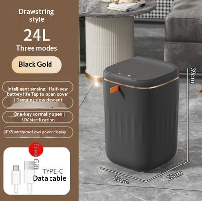 Smart trash can by Perfecsy, black 24L with lid, induction sensor, compact waste bin on Tampa Home & Garden Store
