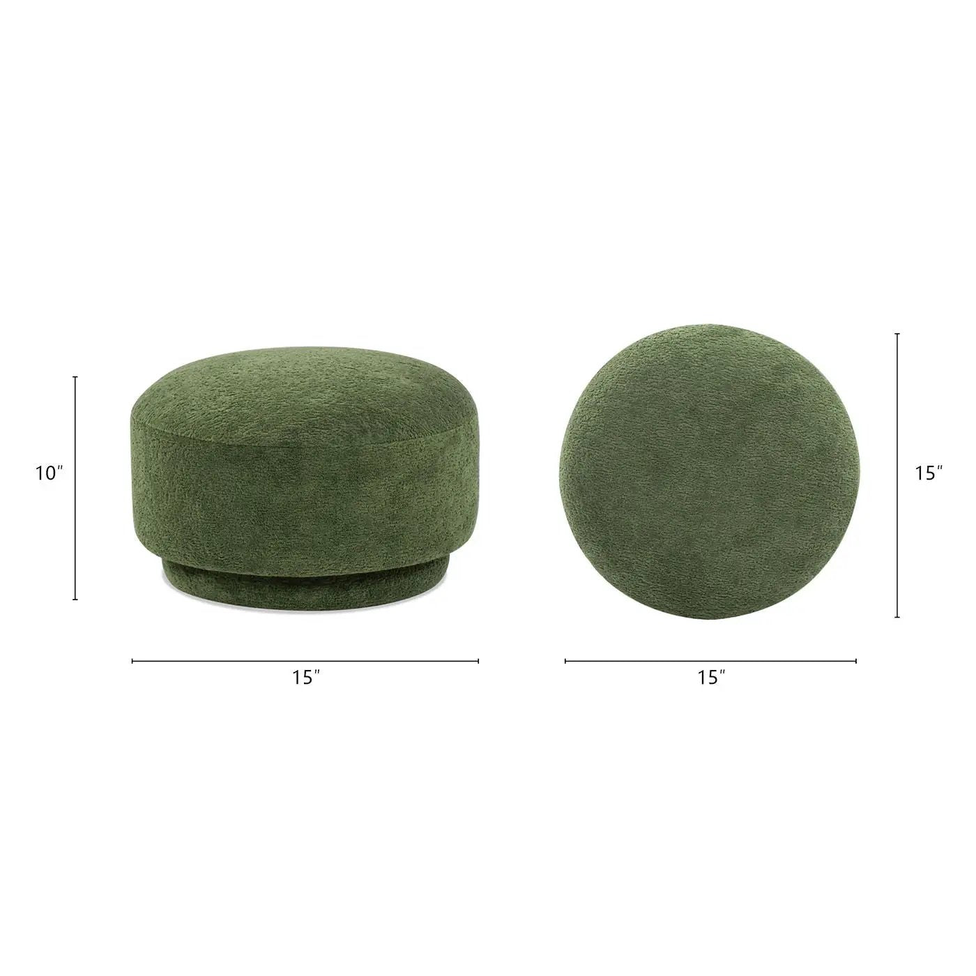 Fuji mushroom footstool ottoman pair in green textured upholstery by Unique Piece Furniture on Tampa Home & Garden Store
