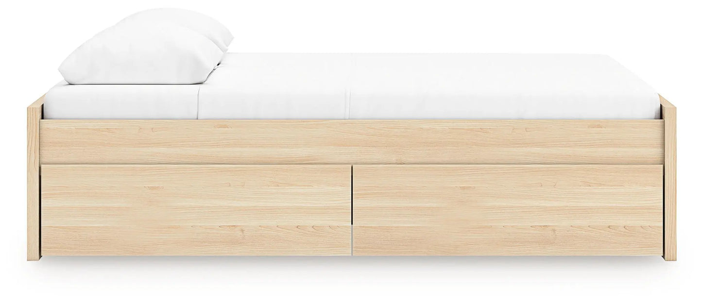 Onita platform bed with built-in storage drawers in natural oak on Tampa Home & Garden Store