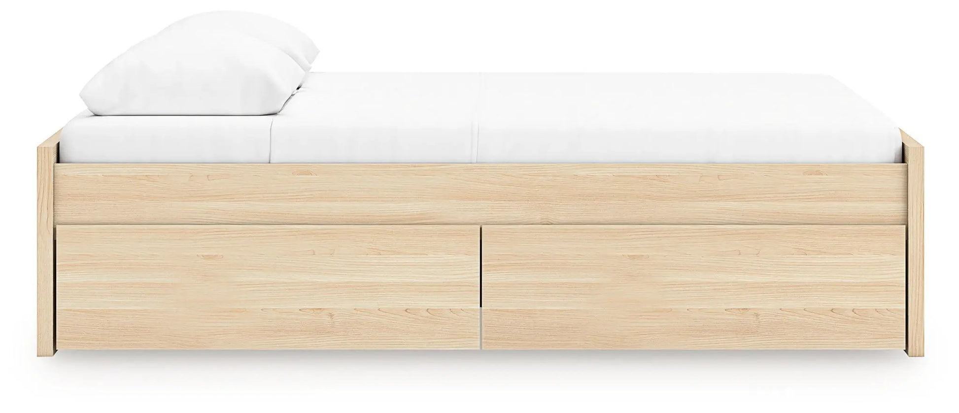 Onita platform bed with built-in storage drawers in natural oak on Tampa Home & Garden Store