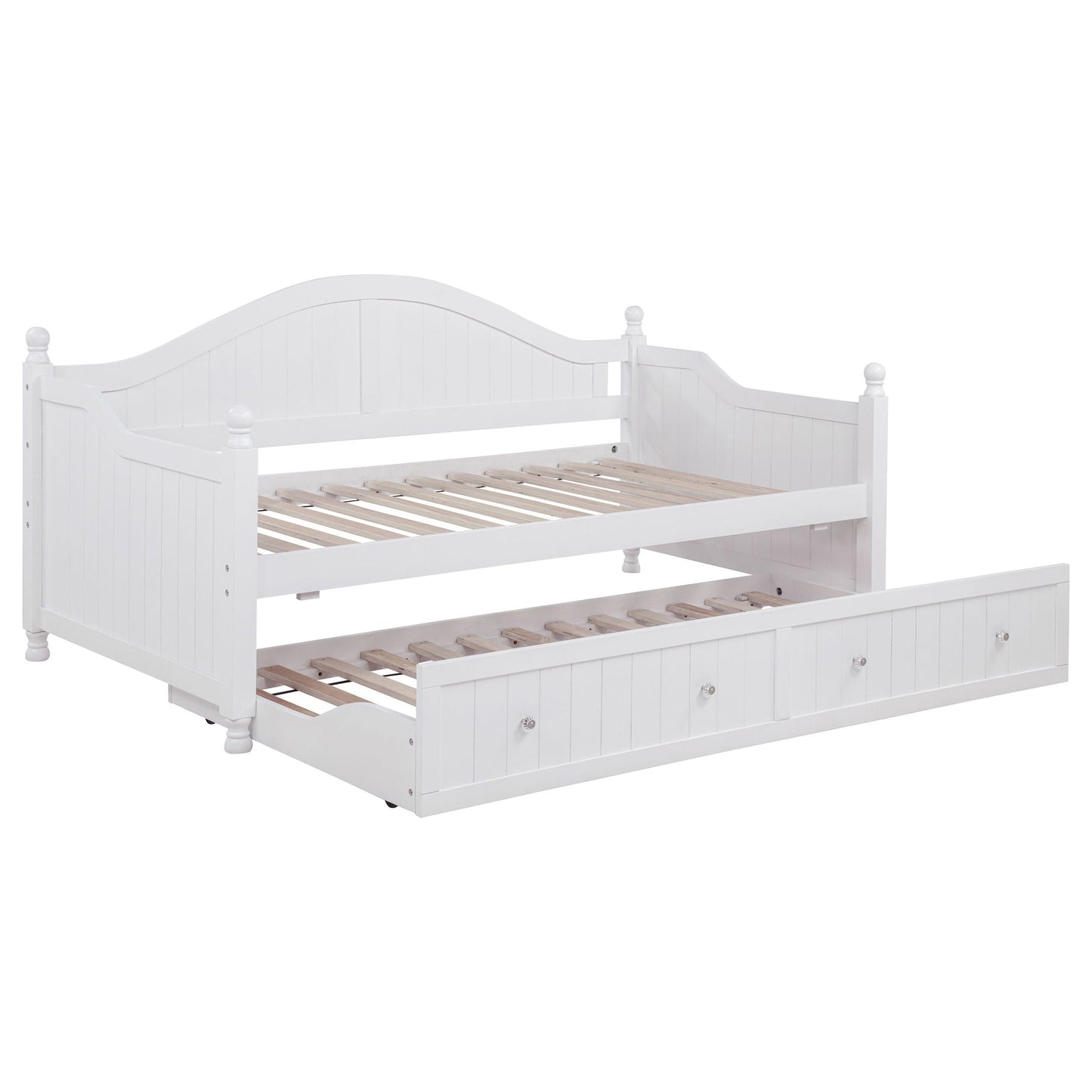 White twin daybed with trundle storage bed, curved headboard, under-bed drawers HouseOfZazla on Tampa Home & Garden Store