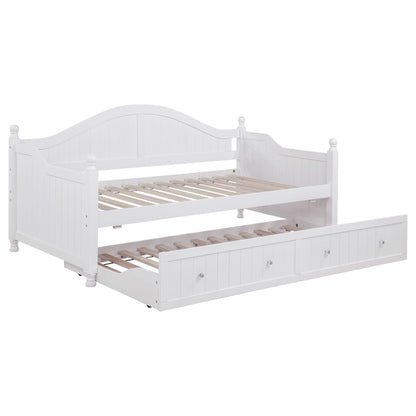 White twin daybed with trundle storage bed, curved headboard, under-bed drawers HouseOfZazla on Tampa Home & Garden Store