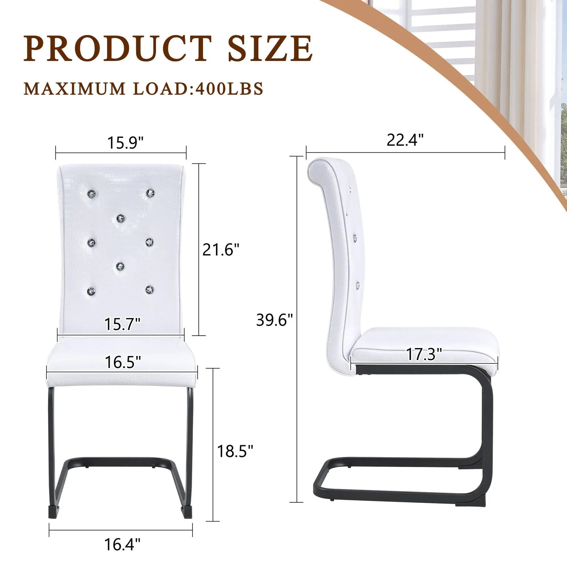 Alligator skin upholstered dining chairs white crocodile-embossed fabric with crystal studs on Tampa Home & Garden Store