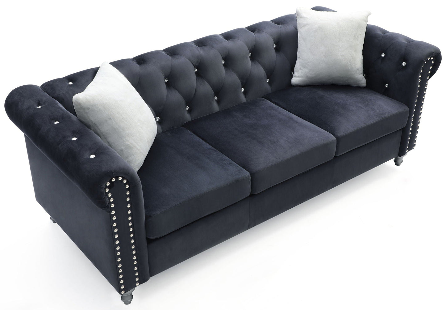 the Raisa Tufted Sofa and Nailhead Accents