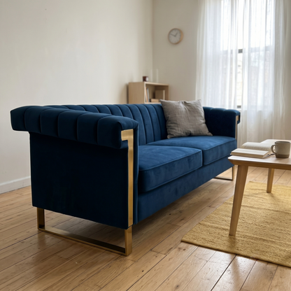 Black Velvet Chesterfield Sofa And Tufted Design