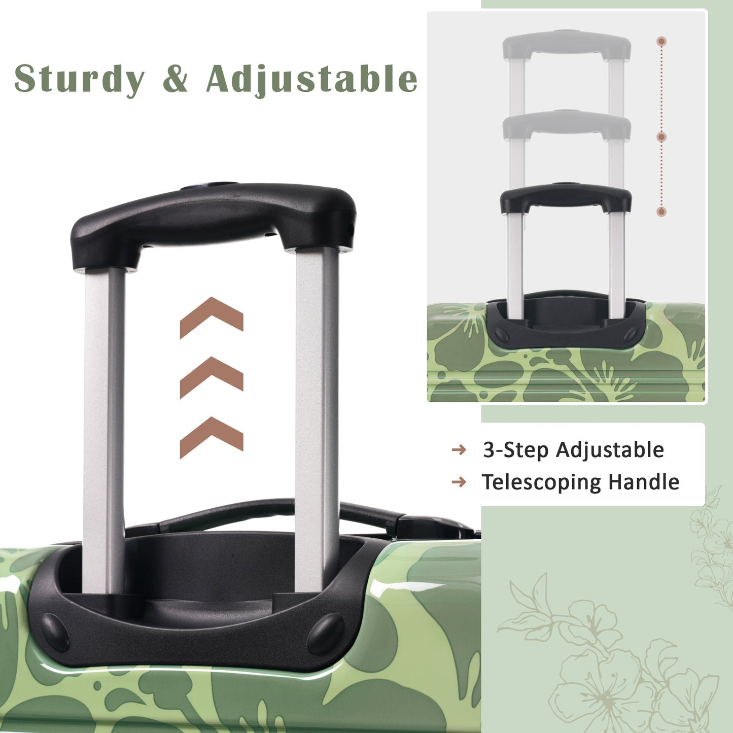 3-Piece hardshell luggage set 20/24/28in camouflage pattern with telescopic handles on Tampa Home & Garden Store
