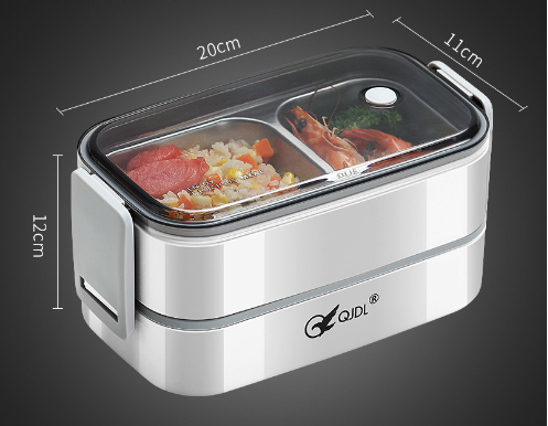 Microwaveable portable double-layer 304 stainless steel insulated lunch box with glass lid on Tampa Home & Garden Store