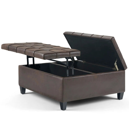 Harrison Large Coffee Table Storage Ottoman brown leather lift-top on Tampa Home & Garden Store