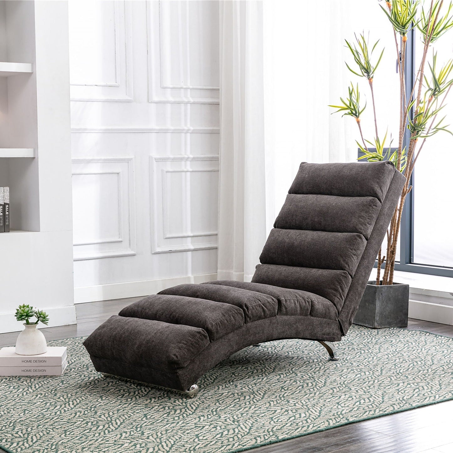 Massage Chaise Lounge With Remote Control, dark gray upholstery in a modern living space on Tampa Home & Garden Store