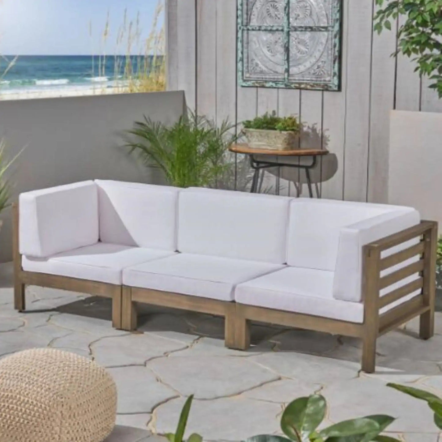 Oana 3 Piece Sofa Set water resistant cushions, wood frame for outdoor spaces on Tampa Home & Garden Store
