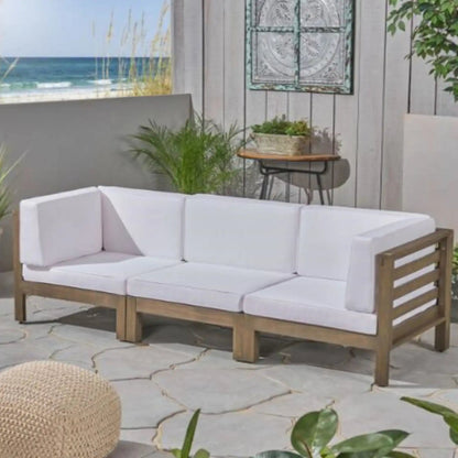 Oana 3 Piece Sofa Set water resistant cushions, wood frame for outdoor spaces on Tampa Home & Garden Store