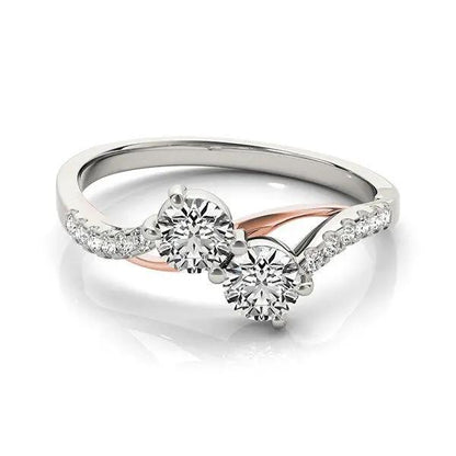Two-stone diamond ring in 14k white and rose gold with a curved pavé-band by Bids.com on Tampa Home & Garden Store