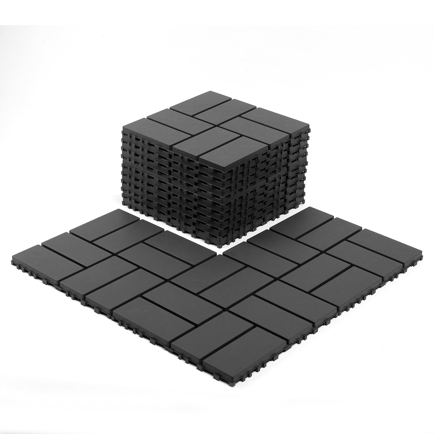 Set of 44 Plastic Interlocking Decking Tiles