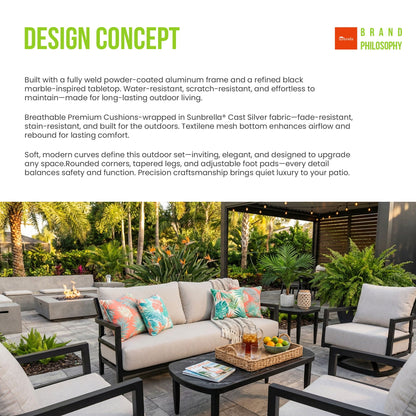 Outdoor Elegance coffee tables set of 3, HouseOfZazla rounded-corner tables in dark metal on Tampa Home & Garden Store
