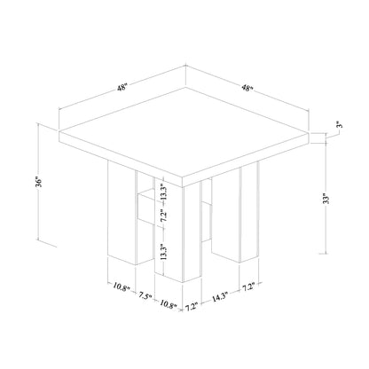 Mikha bar table with extra thick top by HouseOfZazla; blueprint-style dimensions on Tampa Home & Garden Store