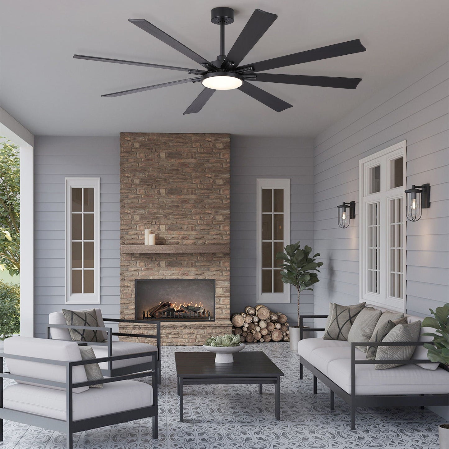 Large 8-blade ceiling fan with dimmable LED light, remote, reversible DC motor by HouseOfZazla on Tampa Home & Garden Store