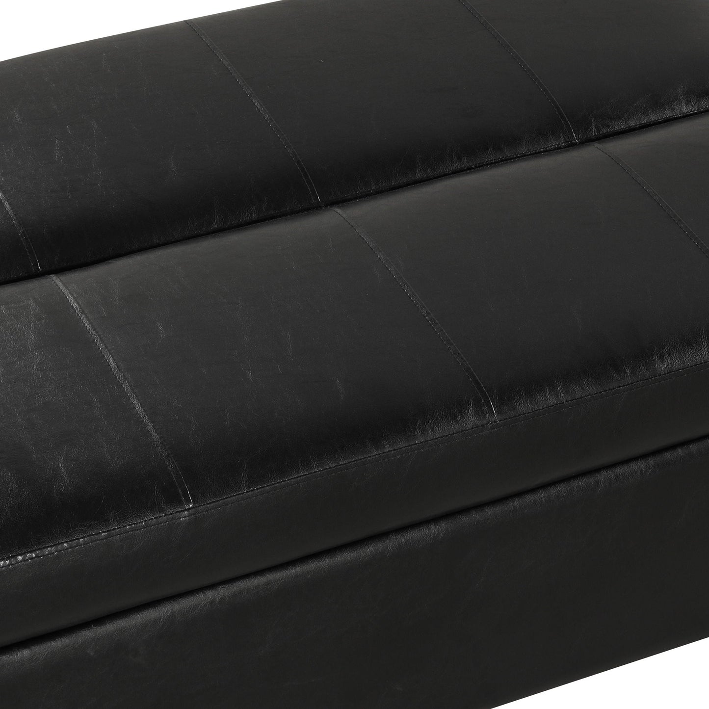 Twin Size Folding Ottoman Sleeper Bed in black faux leather with stitched panels on Tampa Home & Garden Store