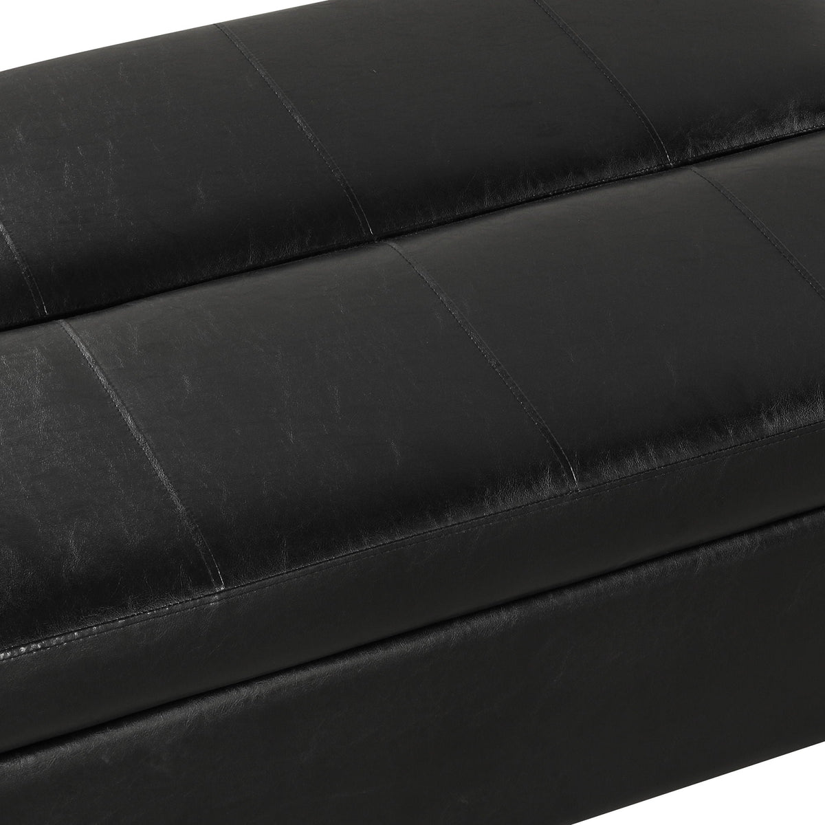 Twin Size Folding Ottoman Sleeper Bed in black faux leather with stitched panels on Tampa Home & Garden Store
