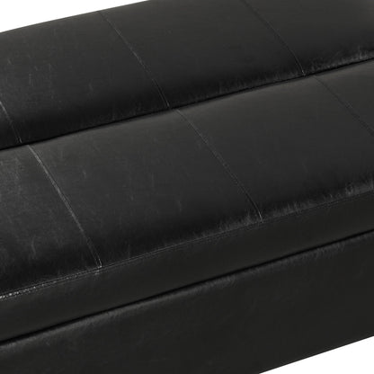 Twin Size Folding Ottoman Sleeper Bed in black faux leather with stitched panels on Tampa Home & Garden Store