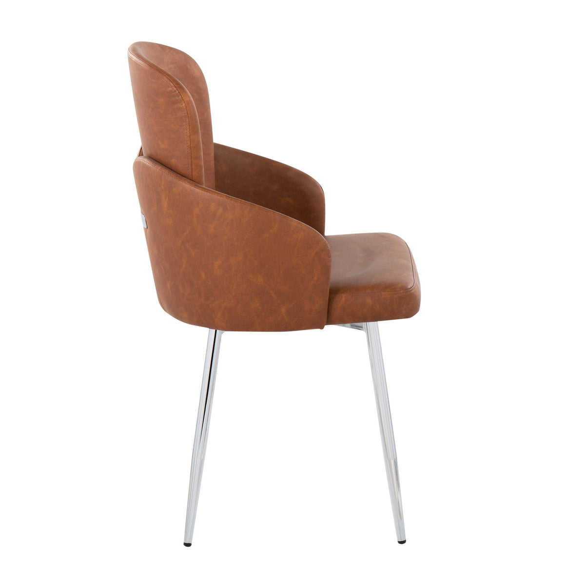 Contemporary dining chair with brown faux leather and chrome legs on Tampa Home & Garden Store