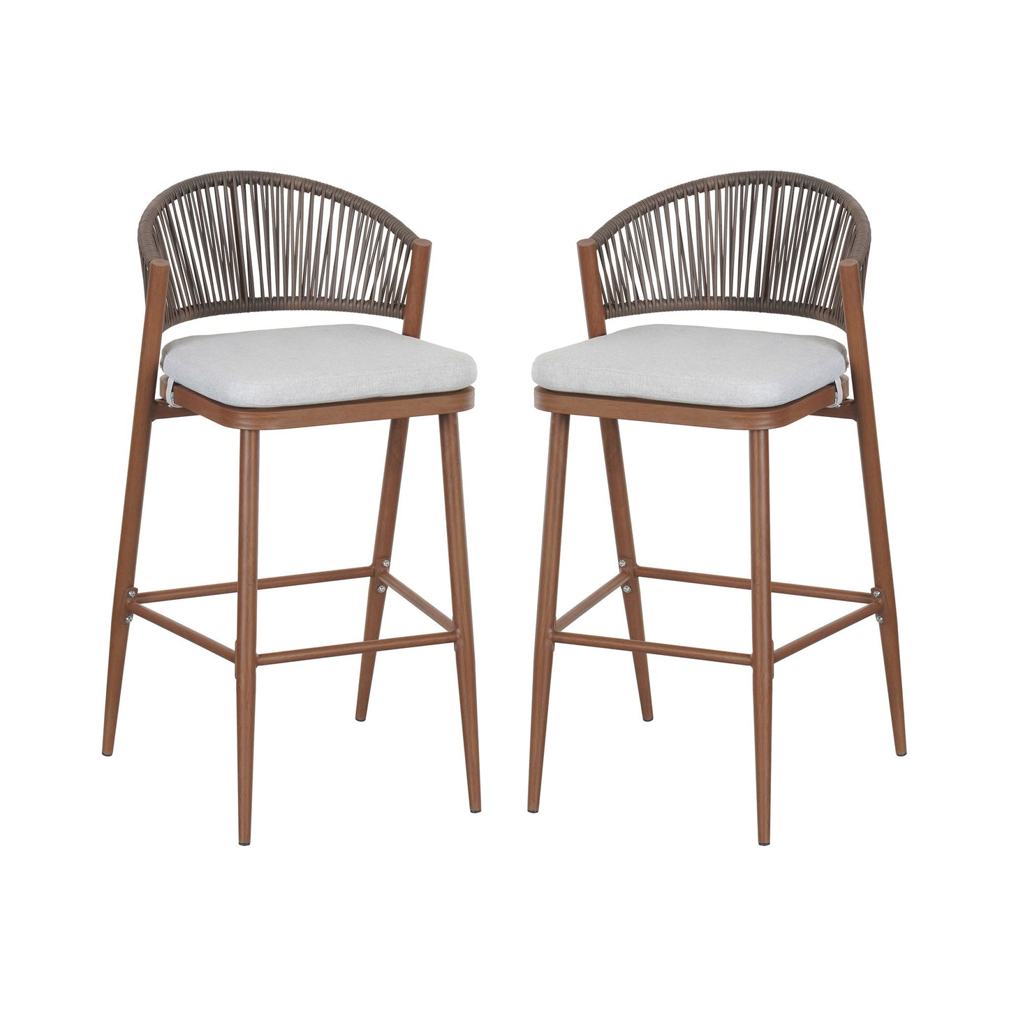Outdoor Bar Stools With Scallop Cushion And Frame