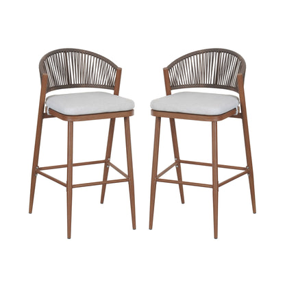 Outdoor Bar Stools With Scallop Cushion And Frame