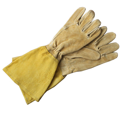 Manswork all-leather gauntlet gloves, yellow-tan long cuff, pair by Womanswork on Tampa Home & Garden Store
