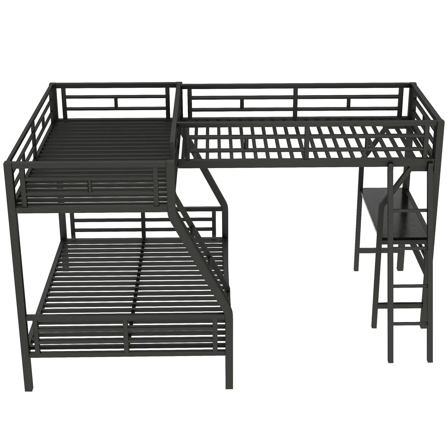 Twin Over Full Bunk Bed With Loft Desk L Shaped