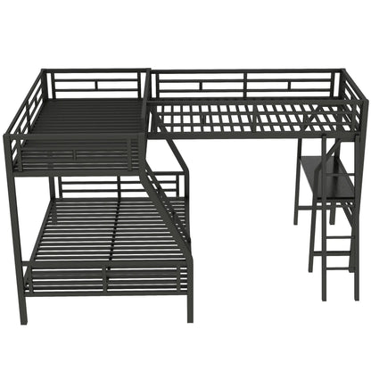 Twin Over Full Bunk Bed With Loft Desk L Shaped