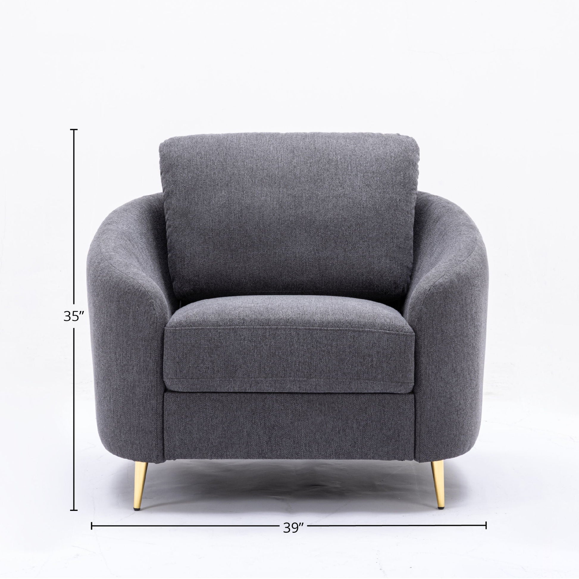 Yuina Linen Chair Gray, gray linen upholstered armchair by HouseOfZazla with curved arms on Tampa Home & Garden Store