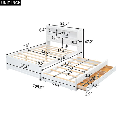 Full-size platform bed with trundle, drawers, USB ports and shelves in white by HouseOfZazla on Tampa Home & Garden Store