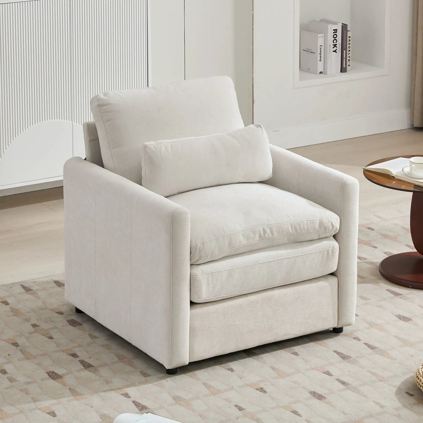 Cozy Upholstered Cushion Armchair for Living Room