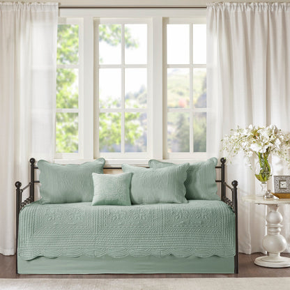 6 Piece Daybed Cover Set Seafoam with scalloped edge quilted bedding by HouseOfZazla on Tampa Home & Garden Store