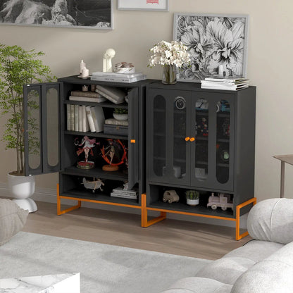 Modern Metal Shoe Cabinet with Double-Sided Doors