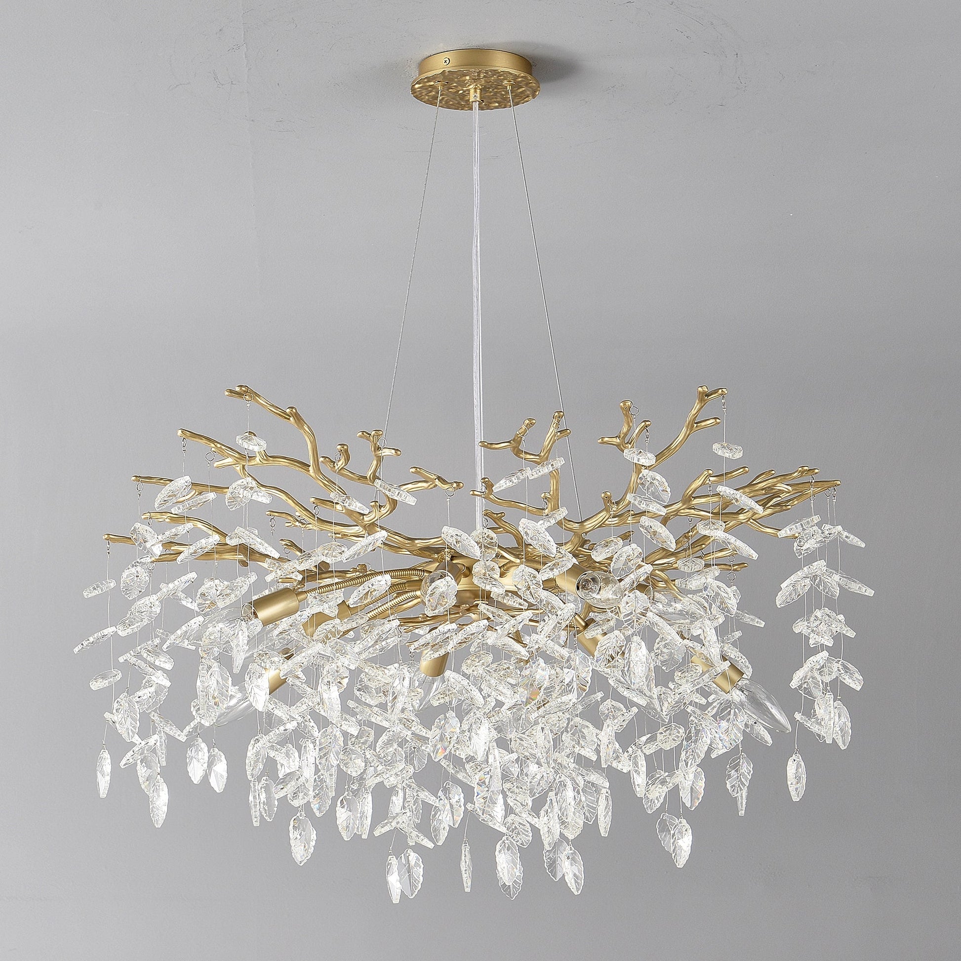 8-light crystal gold chandelier with crystal drops for dining room and kitchen island on Tampa Home & Garden Store