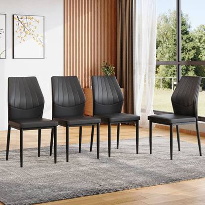 Dining chairs with shell pattern in black faux leather, set of 6, HouseOfZazla on Tampa Home & Garden Store