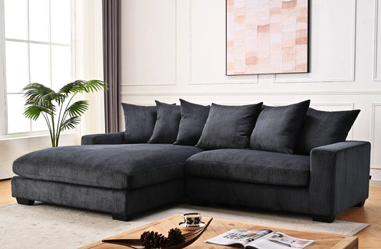 Luxe oversized 2-piece sectional sofa with chaise in dark charcoal fabric Unique Piece Furniture on Tampa Home & Garden Store