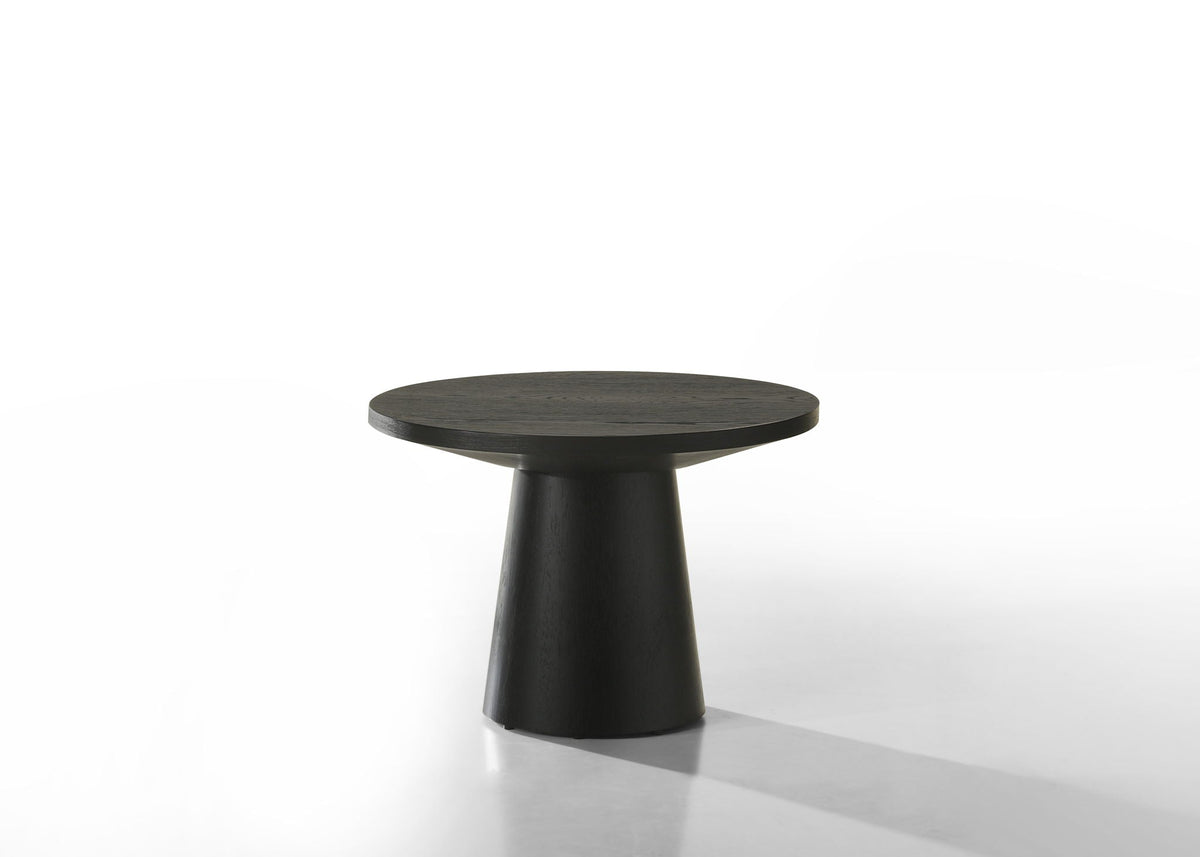 Black round end table with contemporary design, dark wood finish, HouseOfZazla Jasper on Tampa Home & Garden Store