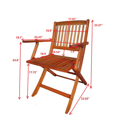 Foldable Teak Patio Set and Four Outdoor Chairs